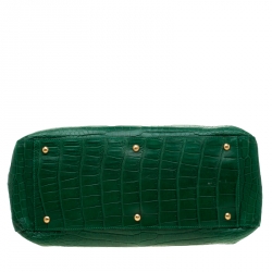 Pre Owned Fendi Green Crocodile Twins Shopper Tote