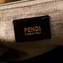 Pre Owned Fendi Tobacco/Red Canvas and Leather Large Pequin Striped Hobo