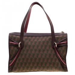 Pre Owned Fendi Multicolor Zucchino Canvas and Leather Satchel