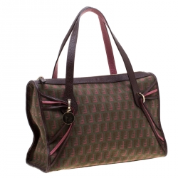 Pre Owned Fendi Multicolor Zucchino Canvas and Leather Satchel