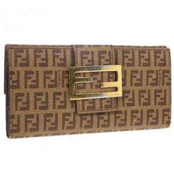 Pre Owned Fendi Brown Zucchino Spalmati 'Forever' Continental Wallet