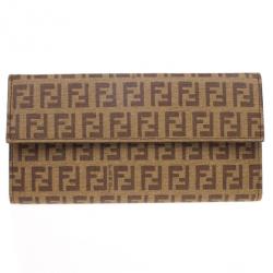 Pre Owned Fendi Brown Zucchino Spalmati 'Forever' Continental Wallet