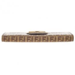 Pre Owned Fendi Brown Zucchino Spalmati 'Forever' Continental Wallet