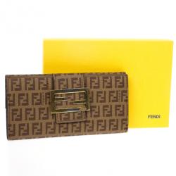 Pre Owned Fendi Brown Zucchino Spalmati 'Forever' Continental Wallet