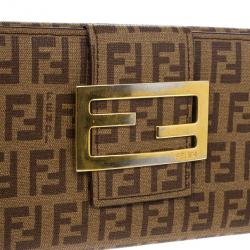 Pre Owned Fendi Brown Zucchino Spalmati 'Forever' Continental Wallet