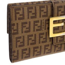 Pre Owned Fendi Brown Zucchino Spalmati 'Forever' Continental Wallet