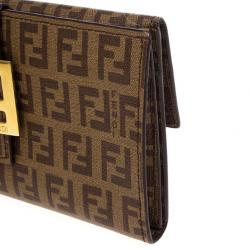 Pre Owned Fendi Brown Zucchino Spalmati 'Forever' Continental Wallet