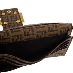 Pre Owned Fendi Brown Zucchino Spalmati 'Forever' Continental Wallet