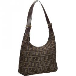 Pre Owned Fendi Brown Zucca Canvas Hobo Bag