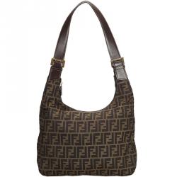 Pre Owned Fendi Brown Zucca Canvas Hobo Bag