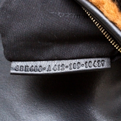 Pre Owned Fendi Brown Zucca Shearling and Leather Baguette Shoulder Bag