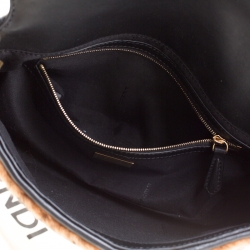 Pre Owned Fendi Brown Zucca Shearling and Leather Baguette Shoulder Bag