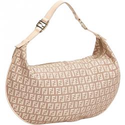 Pre Owned Fendi Pink Zucchino Canvas Hobo Bag