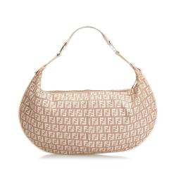 Pre Owned Fendi Pink Zucchino Canvas Hobo Bag