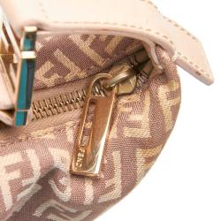 Pre Owned Fendi Pink Zucchino Canvas Hobo Bag