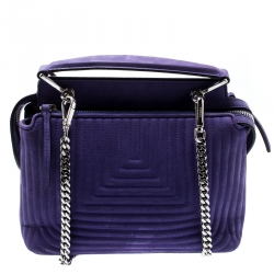 Pre Owned Fendi Purple Quilted Nubuck Leather Dotcom Click Shoulder Bag