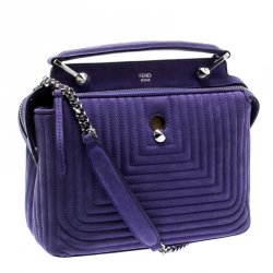 Pre Owned Fendi Purple Quilted Nubuck Leather Dotcom Click Shoulder Bag