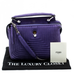 Pre Owned Fendi Purple Quilted Nubuck Leather Dotcom Click Shoulder Bag
