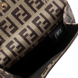 Pre Owned Fendi Beige/Brown Zucca Coated Canvas Compact Wallet