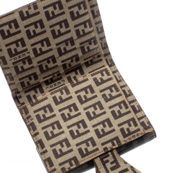 Pre Owned Fendi Beige/Brown Zucca Coated Canvas Compact Wallet