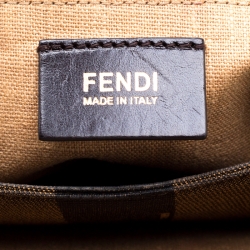 Pre Owned Fendi Black Leather Pequin Tonal Strip Shoulder Bag
