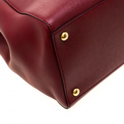 Pre Owned Fendi Red Leather Medium 2Jours Tote