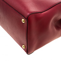 Pre Owned Fendi Red Leather Medium 2Jours Tote