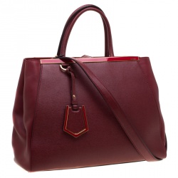 Pre Owned Fendi Red Leather Medium 2Jours Tote