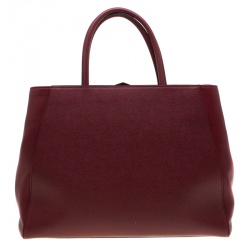 Pre Owned Fendi Red Leather Medium 2Jours Tote