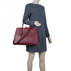 Pre Owned Fendi Red Leather Medium 2Jours Tote