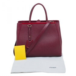 Pre Owned Fendi Red Leather Medium 2Jours Tote