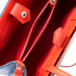 Pre Owned Fendi Blue Leather Petite 2Jours Monster Tote