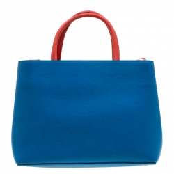 Pre Owned Fendi Blue Leather Petite 2Jours Monster Tote