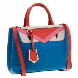 Pre Owned Fendi Blue Leather Petite 2Jours Monster Tote