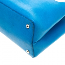 Pre Owned Fendi Blue Leather Petite 2Jours Monster Tote