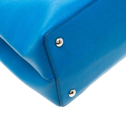 Pre Owned Fendi Blue Leather Petite 2Jours Monster Tote