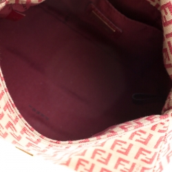Pre Owned Fendi Red/Beige Canvas and Leather Mama Baguette Shoulder Bag