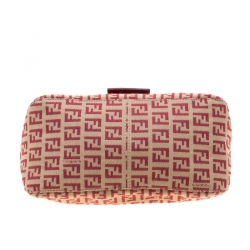 Pre Owned Fendi Red/Beige Canvas and Leather Mama Baguette Shoulder Bag