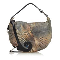 Pre Owned Fendi Brown/Black Holographic Textured Leather Oyster Hobo Bag