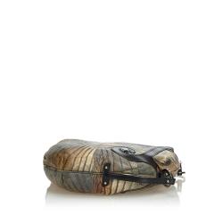 Pre Owned Fendi Brown/Black Holographic Textured Leather Oyster Hobo Bag