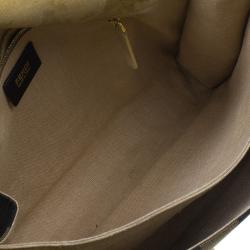 Pre Owned Fendi Brown Canvas Large Pequin Stripe Claudia Bag