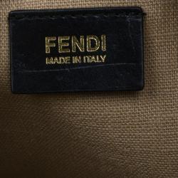 Pre Owned Fendi Brown Canvas Large Pequin Stripe Claudia Bag