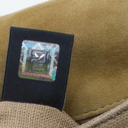 Pre Owned Fendi Brown Canvas Large Pequin Stripe Claudia Bag