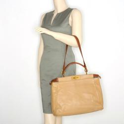 Pre Owned Fendi Denim-Lined Peekaboo Tote