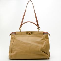 Pre Owned Fendi Denim-Lined Peekaboo Tote