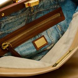Pre Owned Fendi Denim-Lined Peekaboo Tote