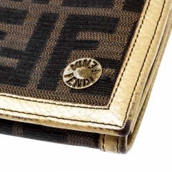 Pre Owned Fendi Tobacco Zucca Canvas and Leather Chef Continental Wallet