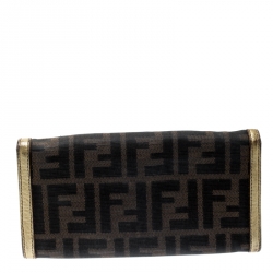 Pre Owned Fendi Tobacco Zucca Canvas and Leather Chef Continental Wallet