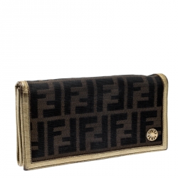 Pre Owned Fendi Tobacco Zucca Canvas and Leather Chef Continental Wallet