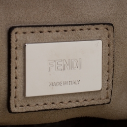 Pre Owned Fendi Beige Airbrushed Suede and Leather Large Peekaboo Top Handle Bag